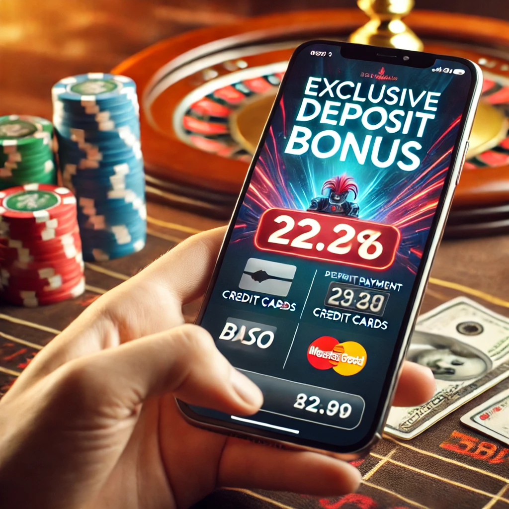 Bir kullanıcı, akıllı telefonunda casino uygulamasının yatırım bonusu promosyonunu inceliyor.